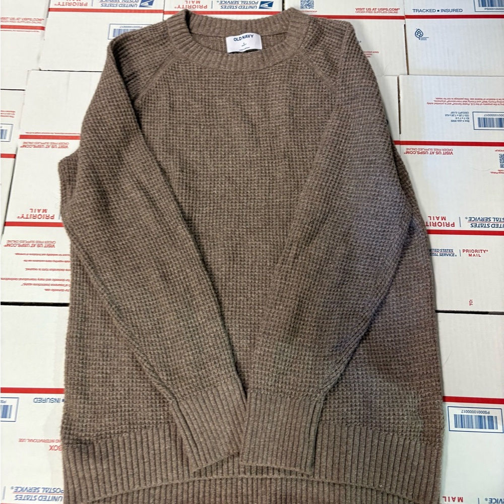Old Navy Men’s Brown Crewneck Waffle Knit Sweater